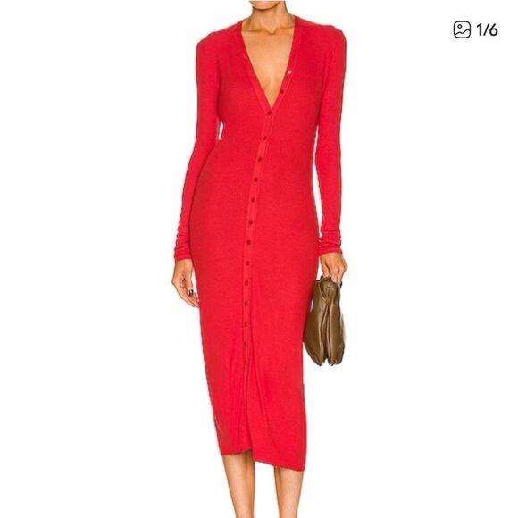 New Enza Costa Blood Orange Silk/Viscose Ribbed Cardigan MidiDress Small Revolve - Picture 13 of 13
